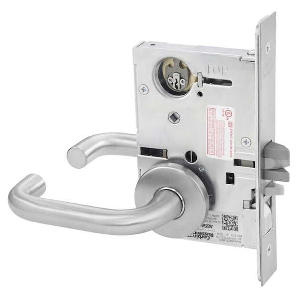 Entrance or Office Mortise Lock, LS Lever, A Rose, Satin Chrome